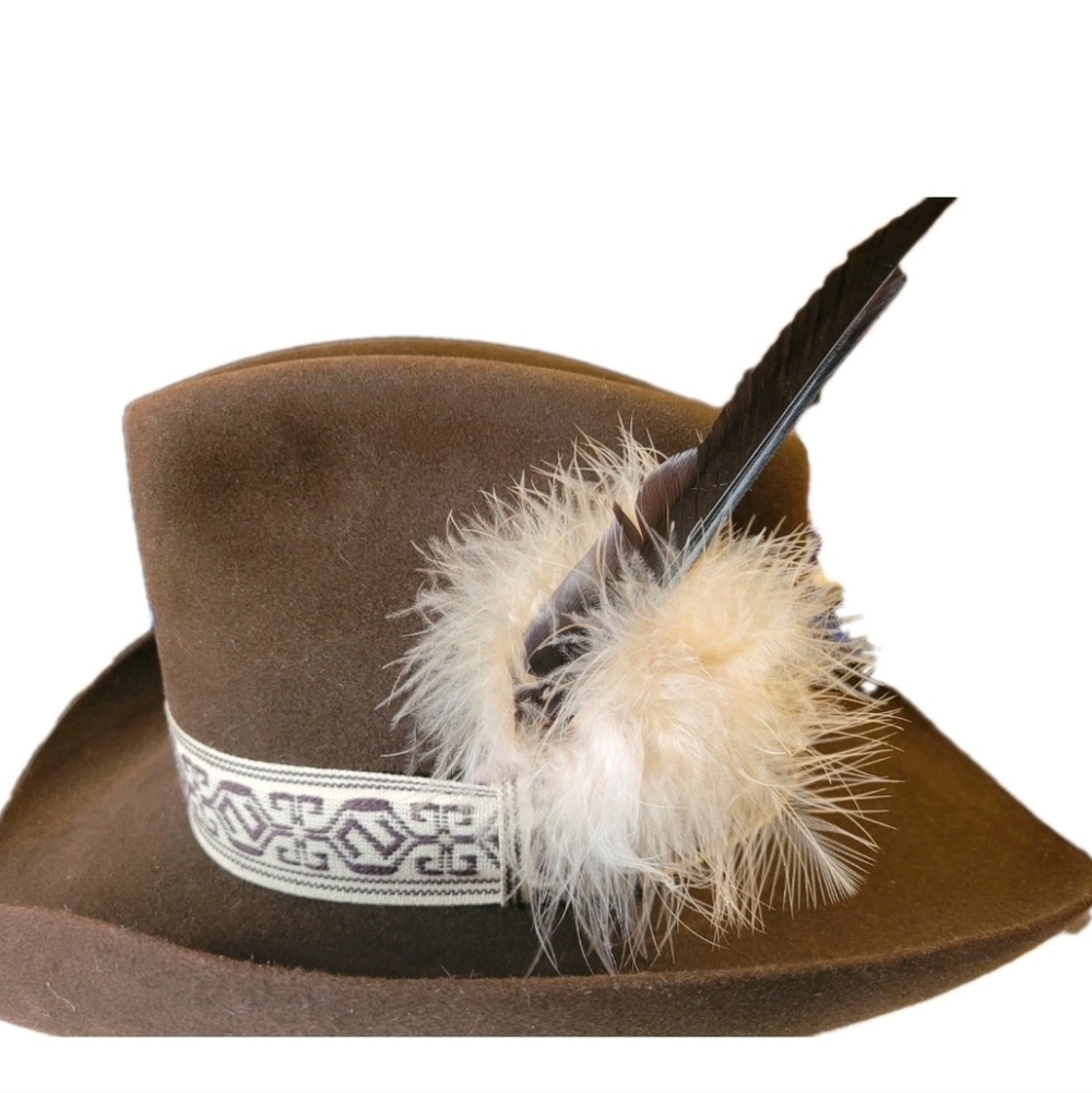 Stetson Beaver XXX Chocolate Western Hat Feather VTG Western Core Rodeo - Picture 5 of 6